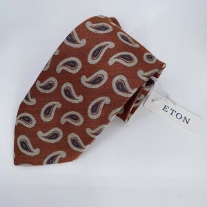 Eton Tie Mens One Size Multi Paisley Silk Classic Luxury Necktie Italy Made NWT